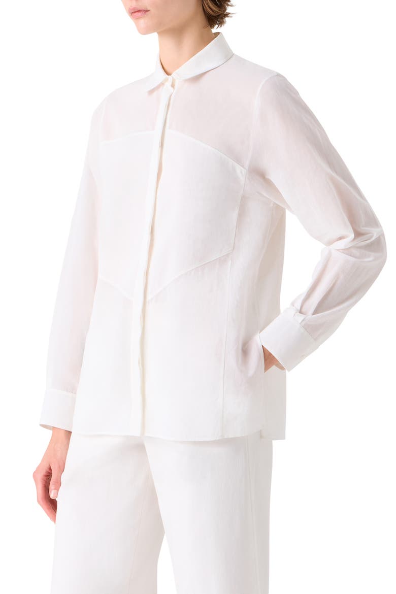 Polygon Cotton Voile Button-Up Shirt, Alternate, color, WHITE
