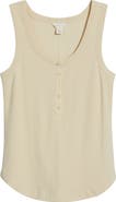 Caslon® Henley Stretch Cotton Rib Tank