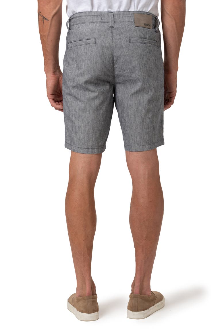 Noah Flat Front Slub Cotton & Linen Chino Shorts, Alternate, color, NAVY LINEN STRIPE