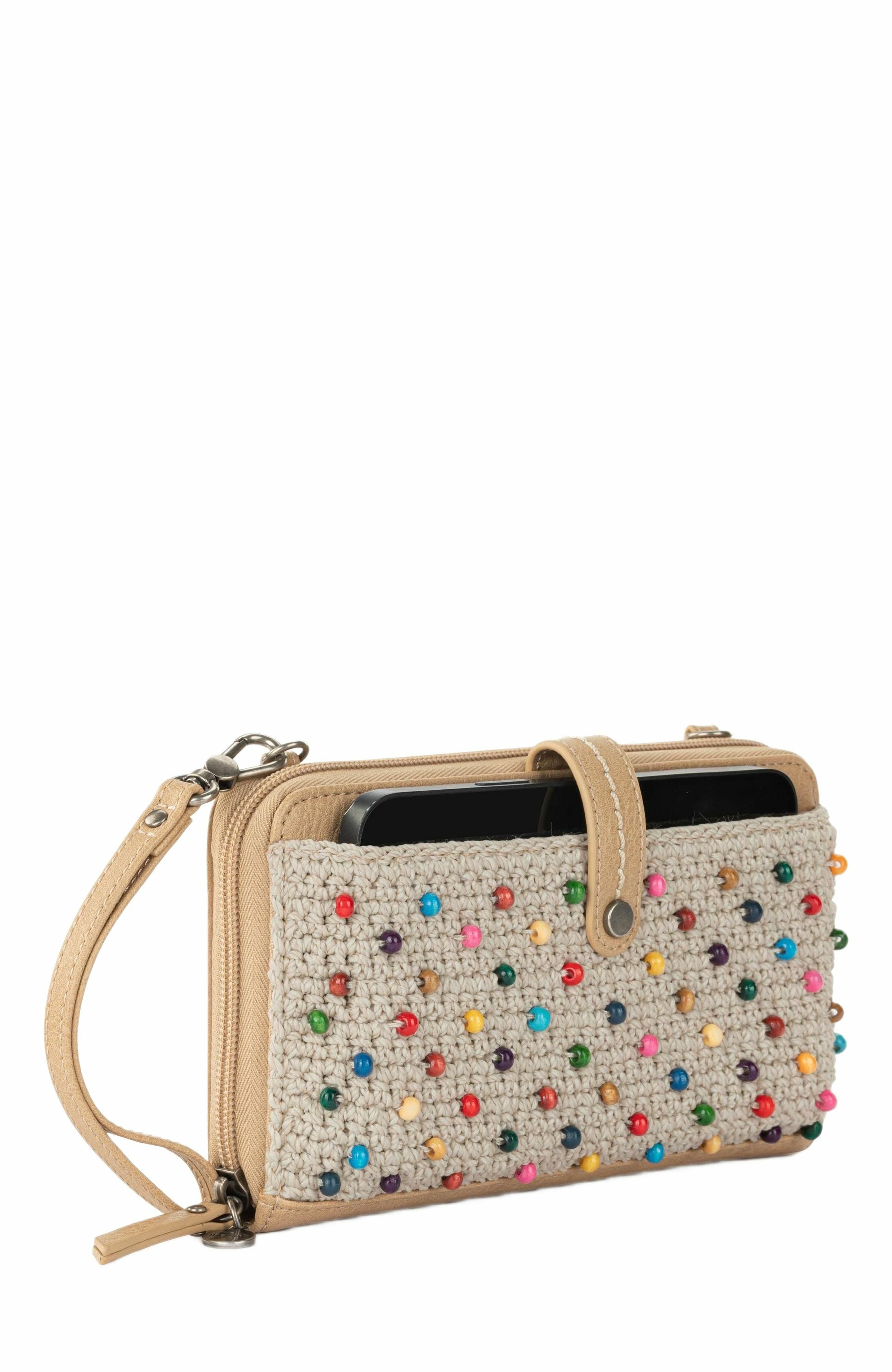 The Sak Iris Smartphone Crossbody Bag, Alternate, color, Ecru Multi Beads Full