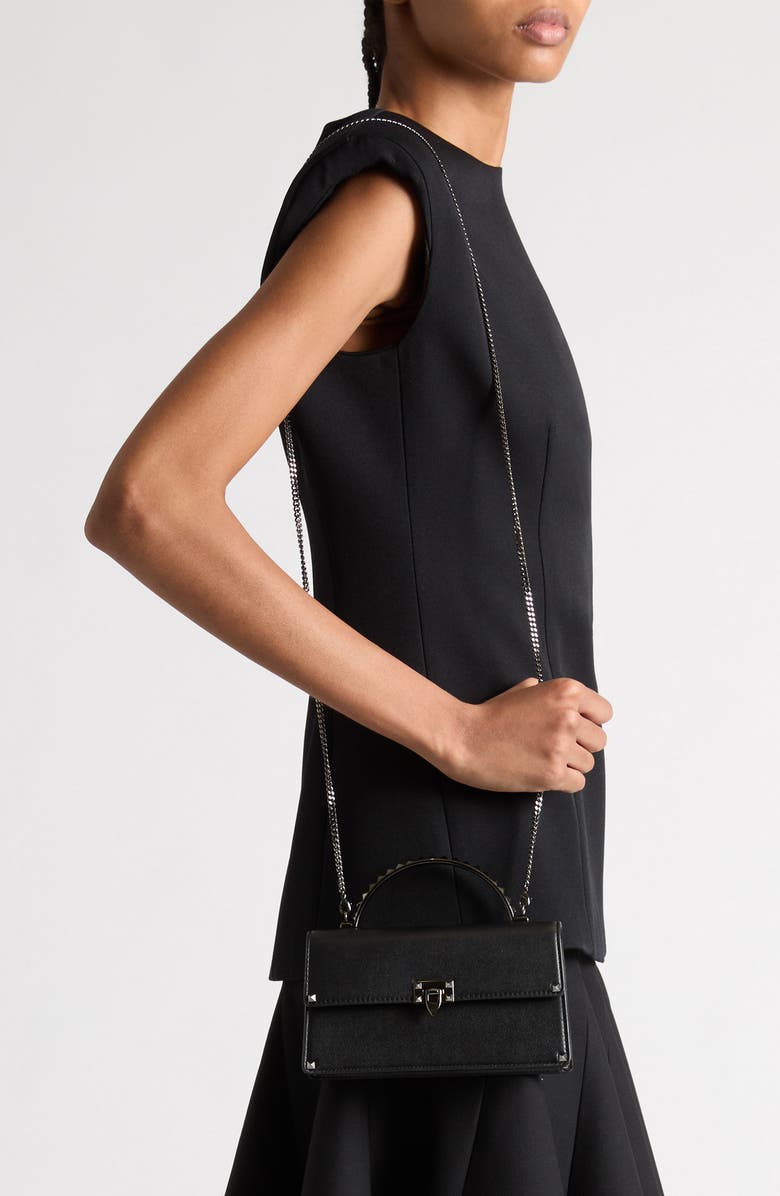 Valentino Garavani Mini Rockstud Leather Handbag, Alternate, color,