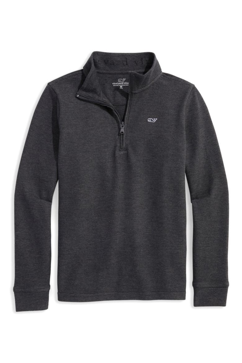 Kids' Saltwater Stripe Quarter Zip Sweatshirt, Main, color, JET BLACK