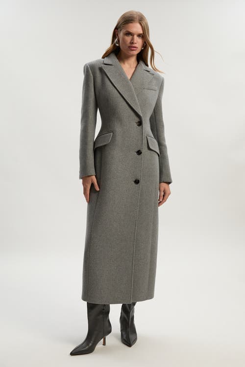 Karen Millen Wool Blend Tailored Fitted Maxi Coat In Gray