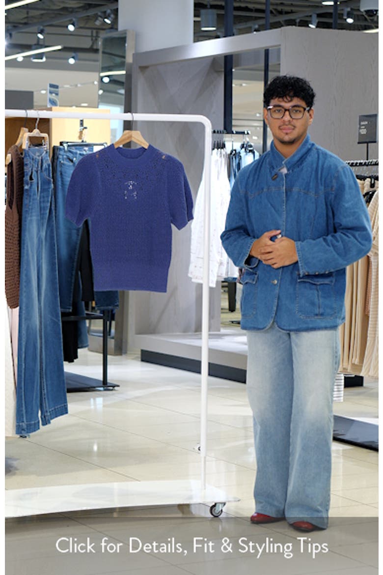 Pointelle Short Sleeve Cotton Sweater video
