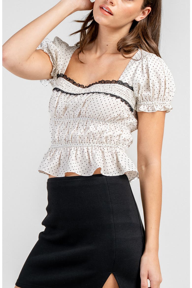 Square Neck Puff Sleeve Smocked Blouse, Alternate, color, WHITE