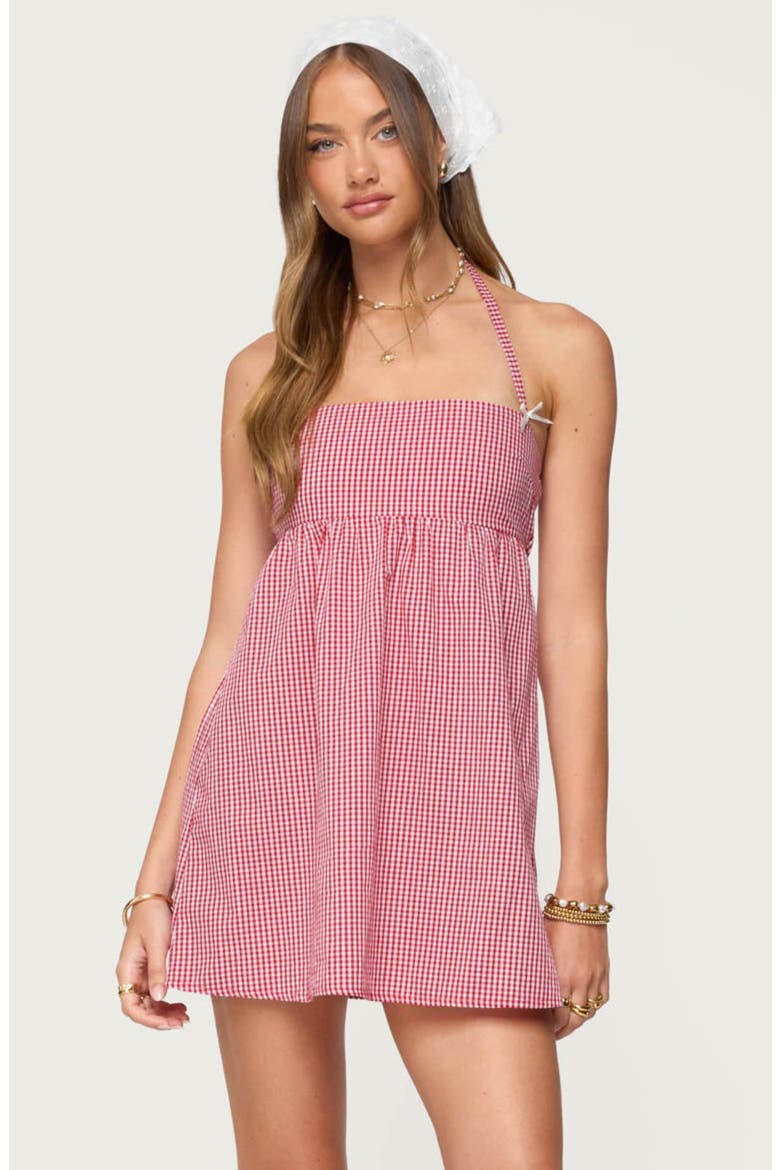 Rina Babydoll Halter Minidress, Alternate, color, RED