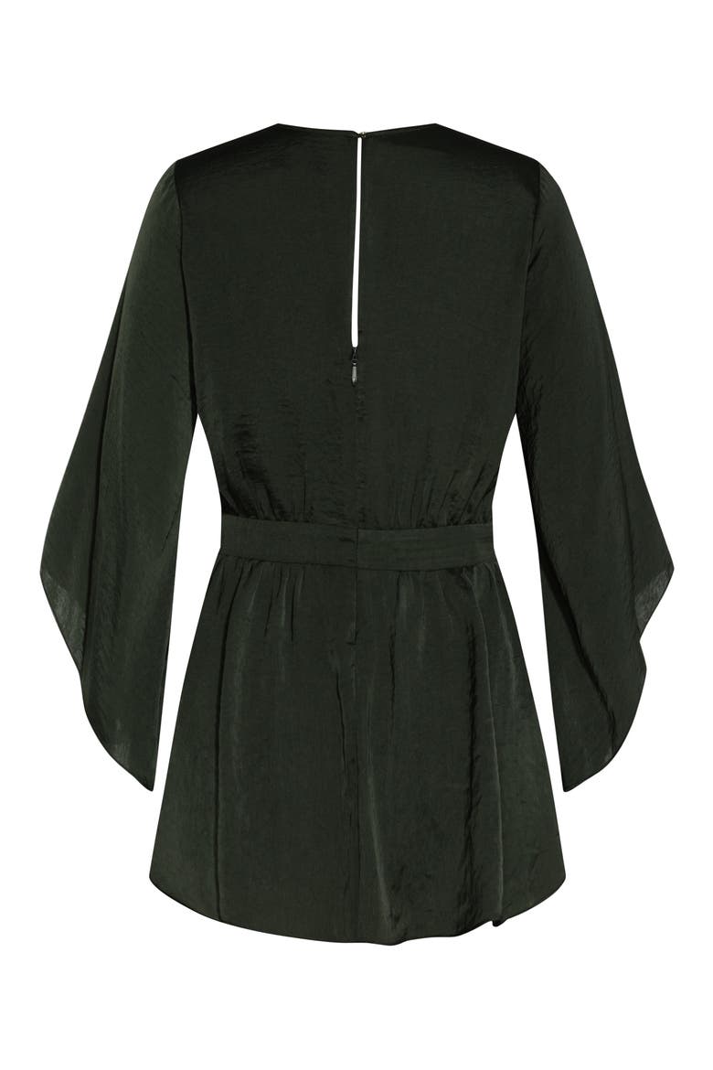 Bell Sleeve Faux Wrap Top, Alternate, color, MILITARY