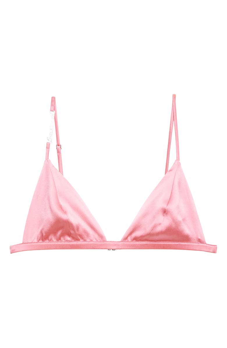 Fleur Du Mal Logo Luxe Wireless Silk Blend Triangle Bra, Alternate, color, Pink Cadillac