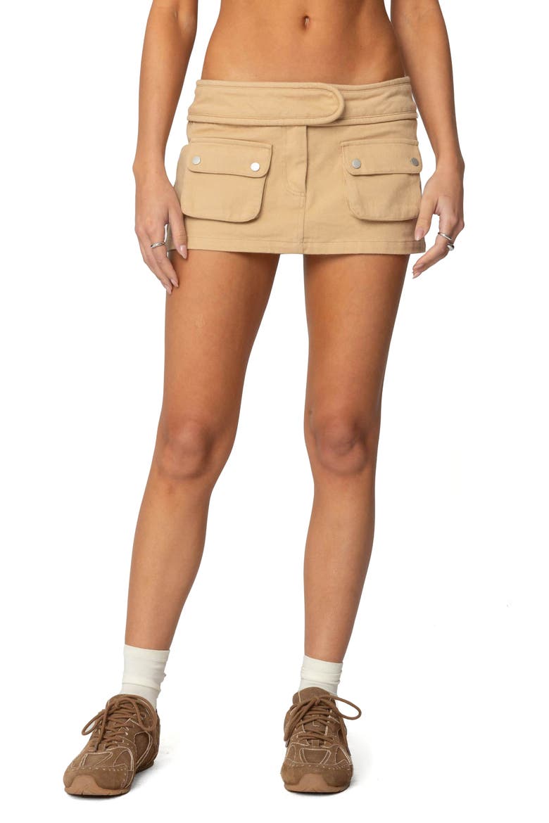 Mavis Cotton Cargo Miniskort, Main, color, BEIGE