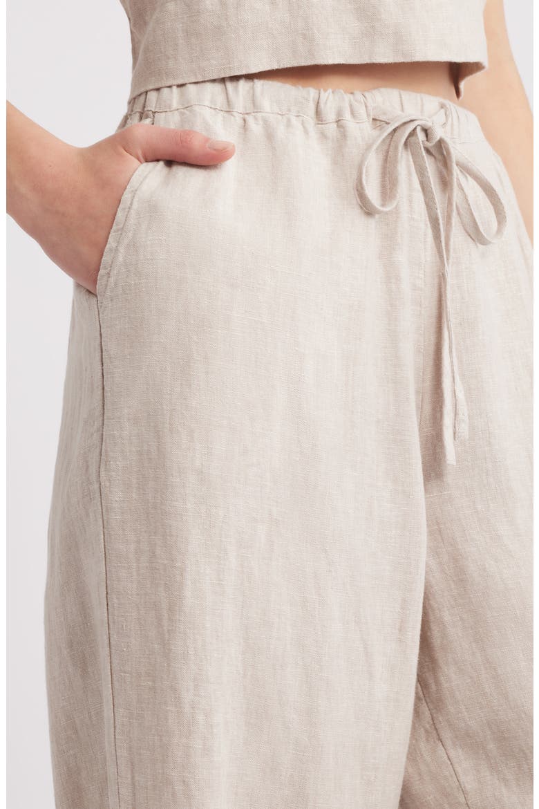 Emmie Linen Drawstring Pants, Alternate, color, HEATHERED FLAX
