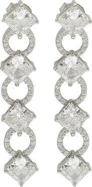 SUZY LEVIAN Sterling Silver Cubic Zirconia Linear Drop Earrings