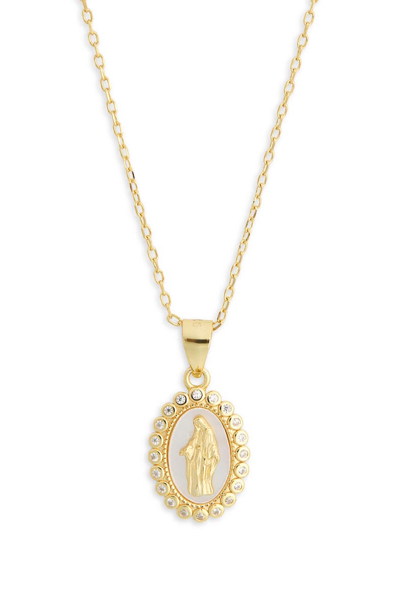 Argento Vivo Sterling Silver Mother-of-Pearl Virgin Mary Pendant Necklace, Alternate, color, Gold