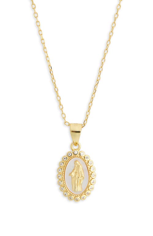 Argento Vivo Sterling Silver Mother-of-pearl Virgin Mary Pendant Necklace In Gold