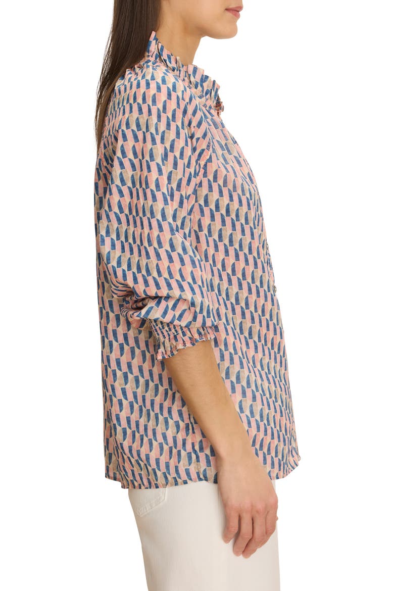 Sideways Cotton Crinkle Button-Up Shirt, Alternate, color, PINK MULTI