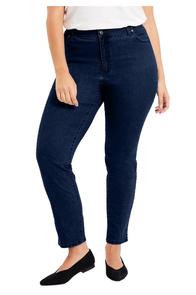 Curvie Fit Straight-Leg Jeans, Main, color, DARK BLUE