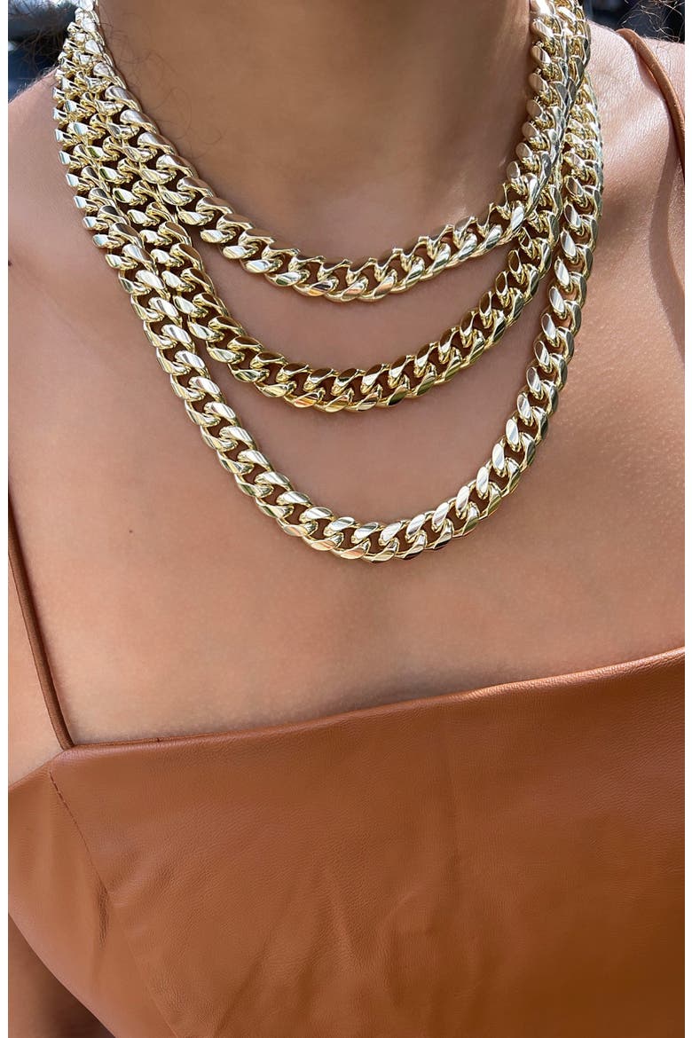Tori Cuban Chain Choker Necklace, Alternate, color, GOLD