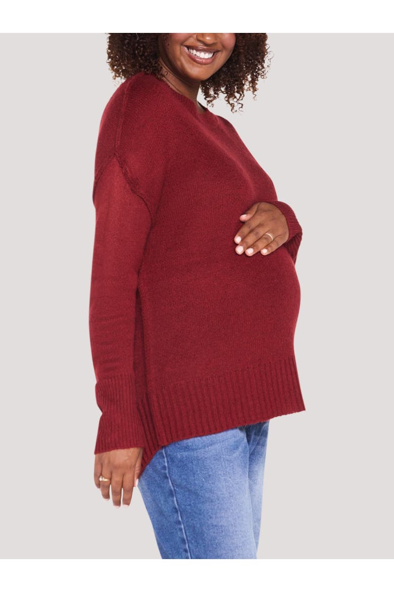 Crew Neck Long Sleeve Sweater, Alternate, color, Biking Red