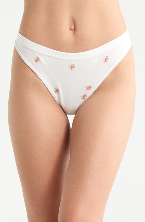 Amande Floral Cotton Blend Thong