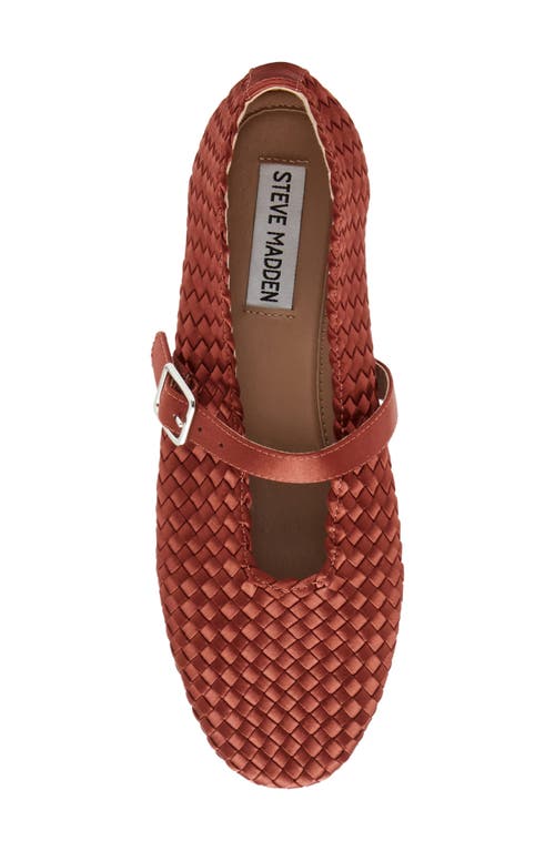 Steve Madden Dreaming Mary Jane Flat In Rust Satin