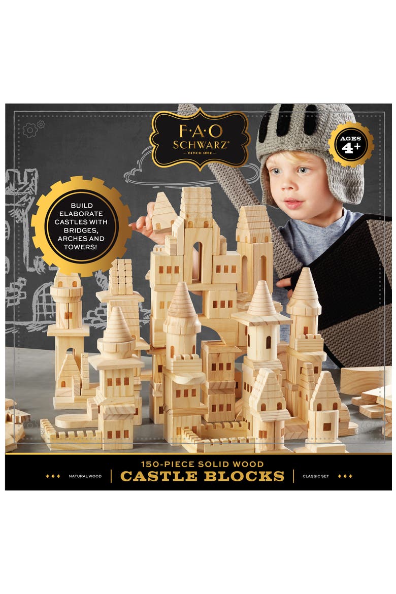 150-Piece Wood Castle Building Block Set, Alternate, color, BEIGE