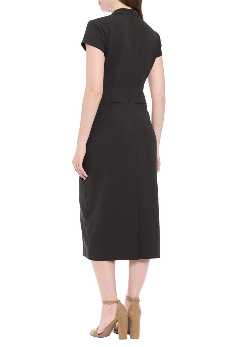London Times V-Neck Cap Sleeve Ruched Midi Sheath Dress, Alternate, color, 