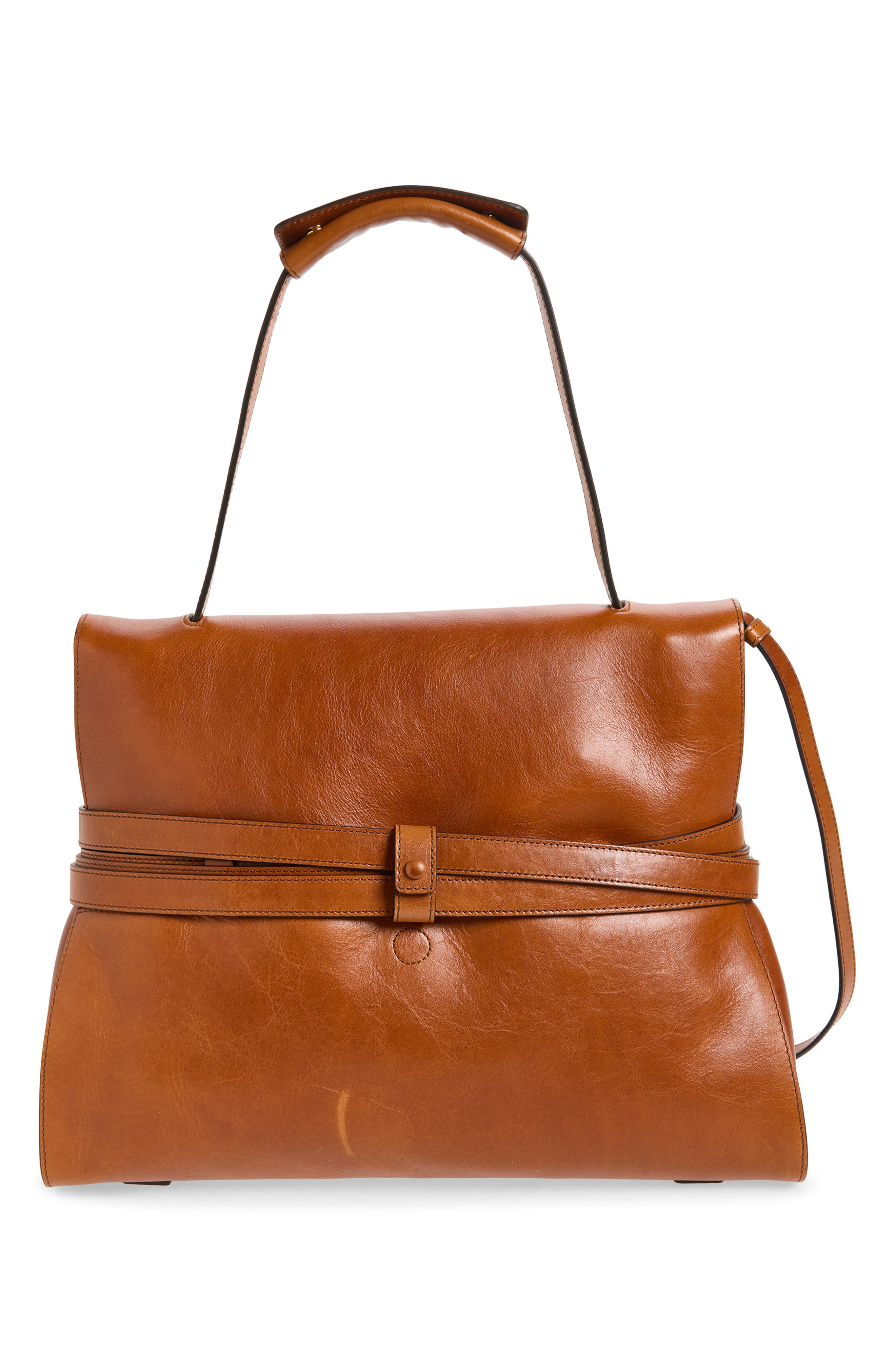 Medium Tie Me Leather Shoulder Bag, Alternate, color, HIDE