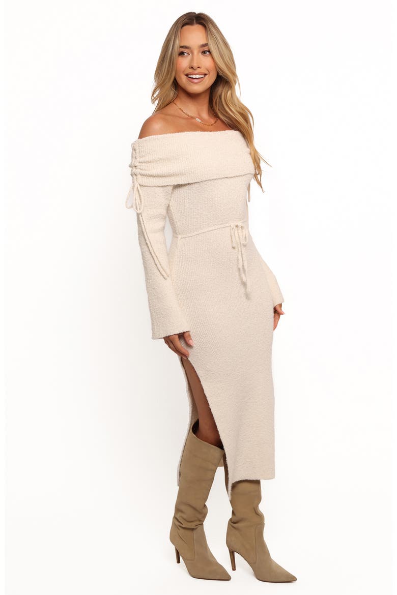 Annabelle Off the Shoulder Midi Sweater Dress, Alternate, color, WHITE