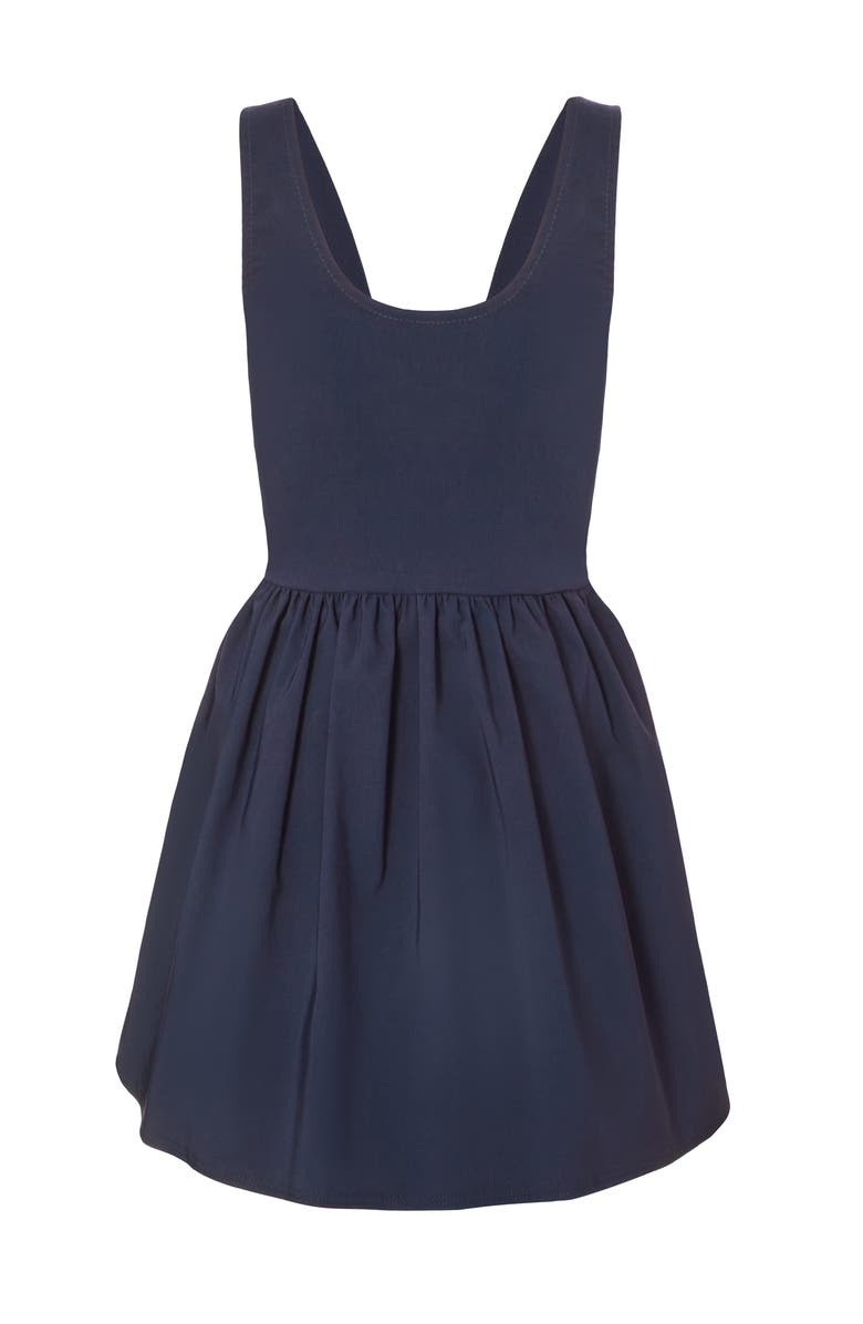 QUIZ Bengaline Double Layer Mini Dress, Alternate, color, Navy