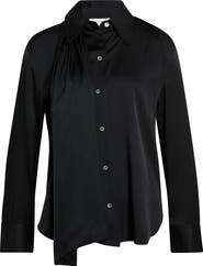 Vince Scarf Detail Silk Blend Button-Up Shirt
