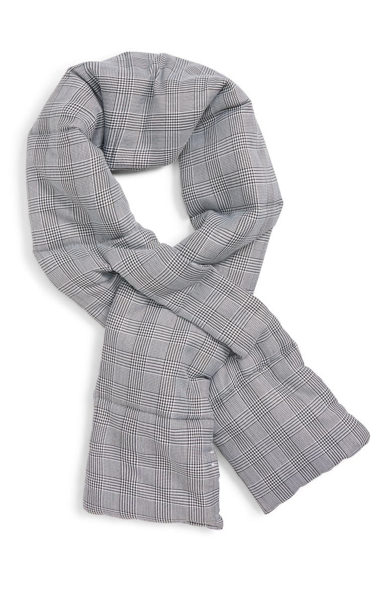 Glen Plaid Puffer Scarf, Main, color, BLACK MULTI