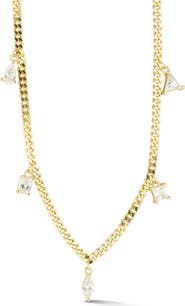 SPHERA MILANO Curb Chain Mixed Cut CZ Station Necklace
