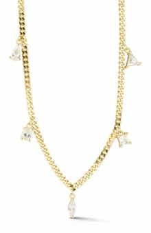 SPHERA MILANO Curb Chain Mixed Cut CZ Station Necklace