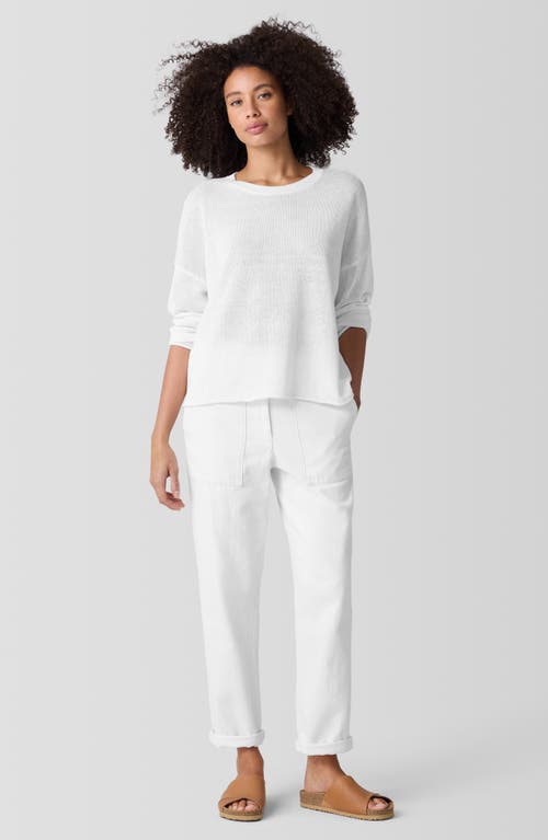 Eileen Fisher Crewneck Organic Linen & Organic Cotton Sweater In White
