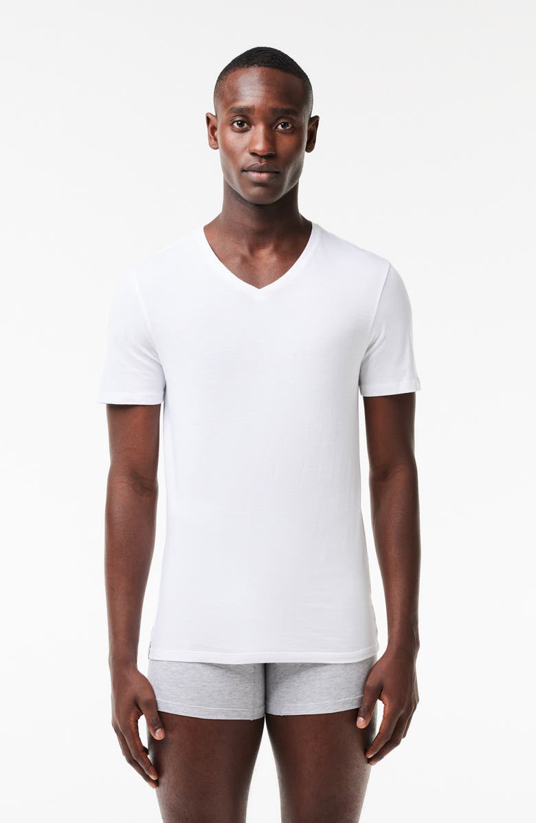 Lacoste 3-Pack Essential V-Neck T-Shirts, Alternate, color, White