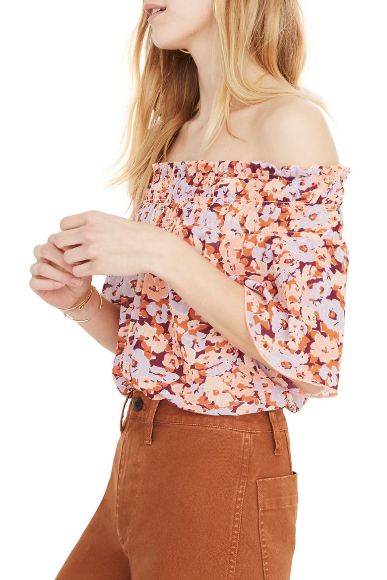 Smocked Top, Alternate, color, DREAMY FLORAL MULLED WINE