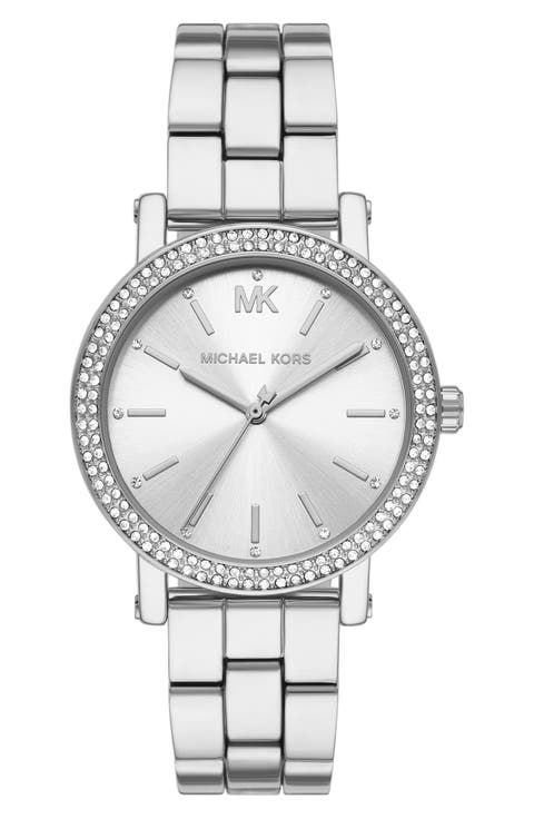 Corey 3-Hand Quartz CZ Pavé Bracelet Watch, 38mm