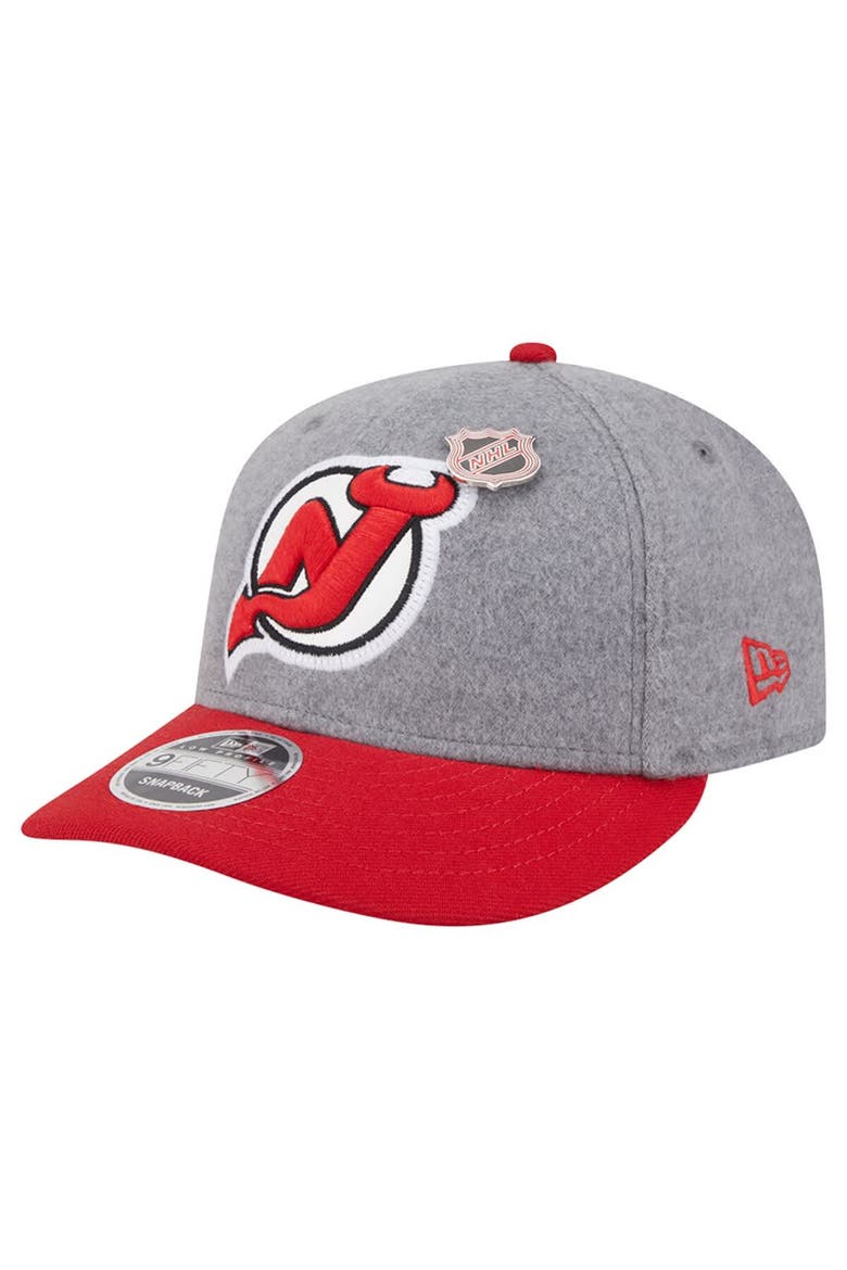Men's New Era  Gray/Red New Jersey Devils Wool Pin Low Profile 9FIFTY Snapback Hat, Alternate, color, Gray