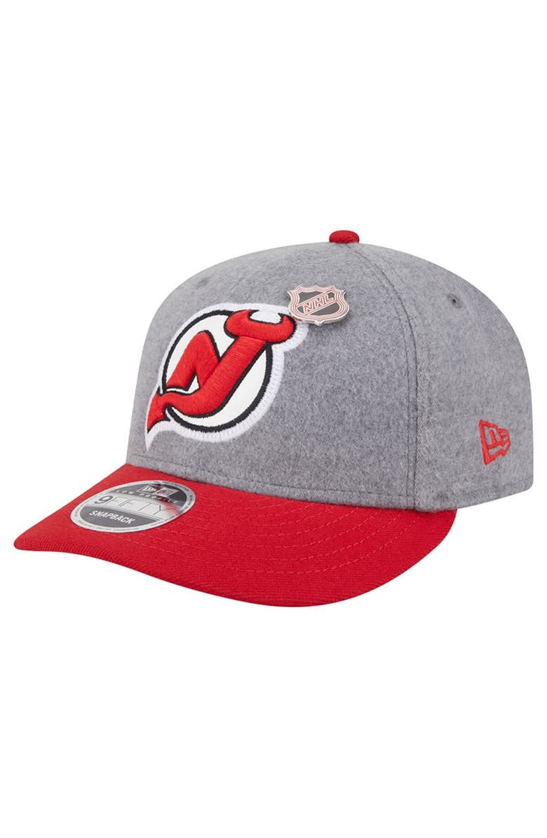 New Era Men
s New Era  Gray/Red New Jersey Devils Wool Pin Low Profile 9FIFTY Snapback Hat, Alternate, color, Gray