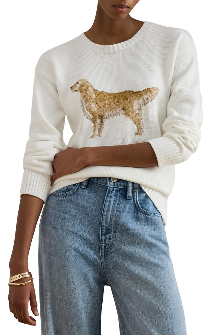Golden Retriever Intarsia Cotton Sweater (Women) | Nordstrom
