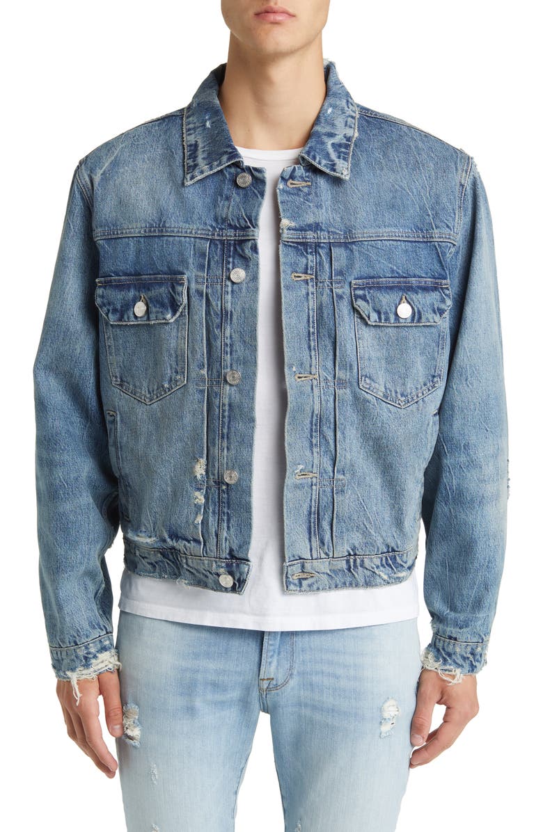 FRAME Distressed Denim Jacket, Main, color,