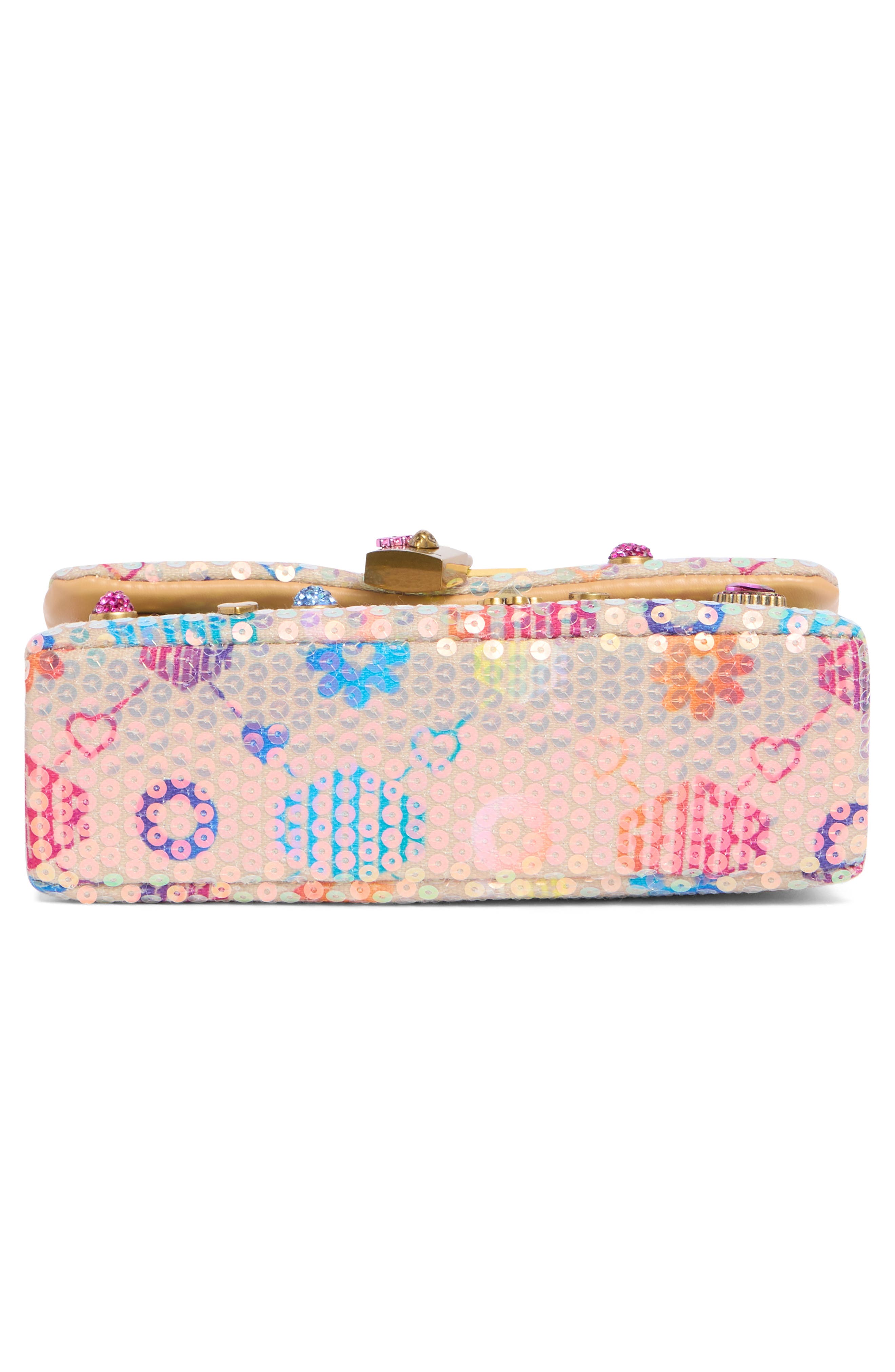Mini Brixton Crystal & Sequin Crossbody Bag, Alternate, color, LIGHT PINK MULTI