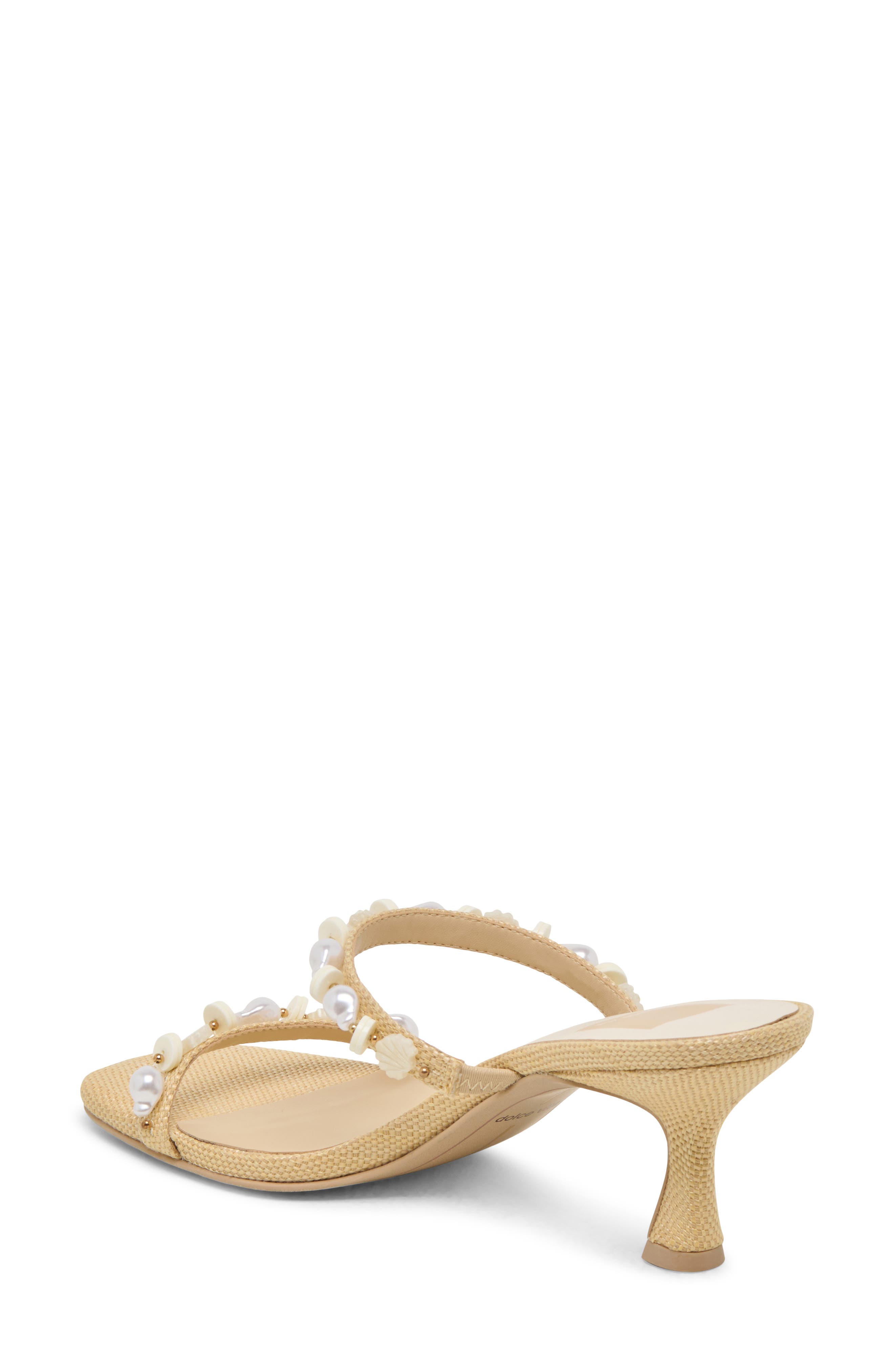 Dolce Vita Grason Bead & Faux Pearl Sandal, Alternate, color, Light Natural
