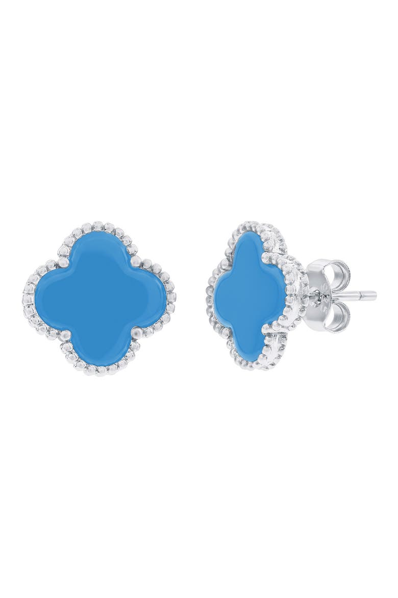 Quatrefoil Beaded Stud Earrings, Main, color, BLUE
