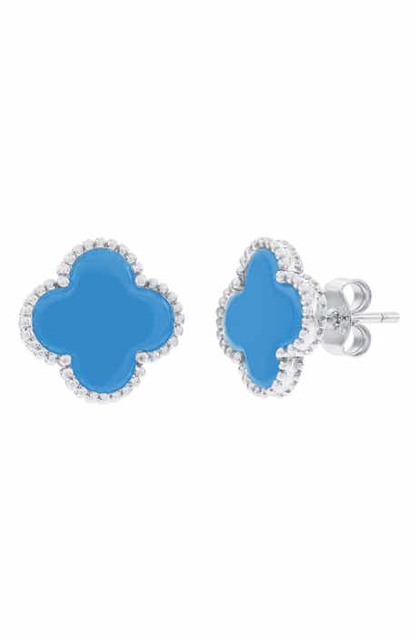 Quatrefoil Beaded Stud Earrings