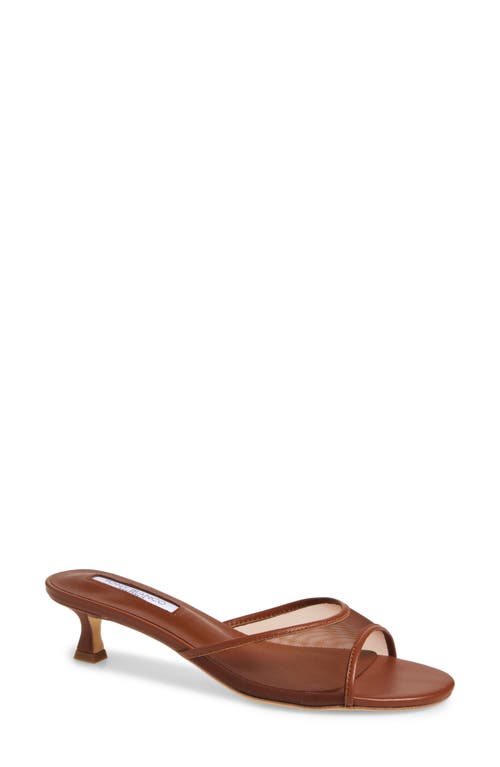 Tony Bianco Pru Kitten Heel Slide Sandal In Rust Nylon/rust