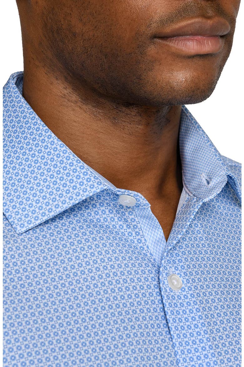 Round Geo Print Performance Dress Shirt, Alternate, color, WHITE/ BLUE