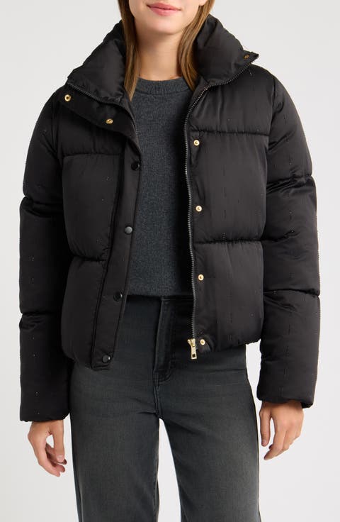 Rhinestone Quilted Puffer Jacket