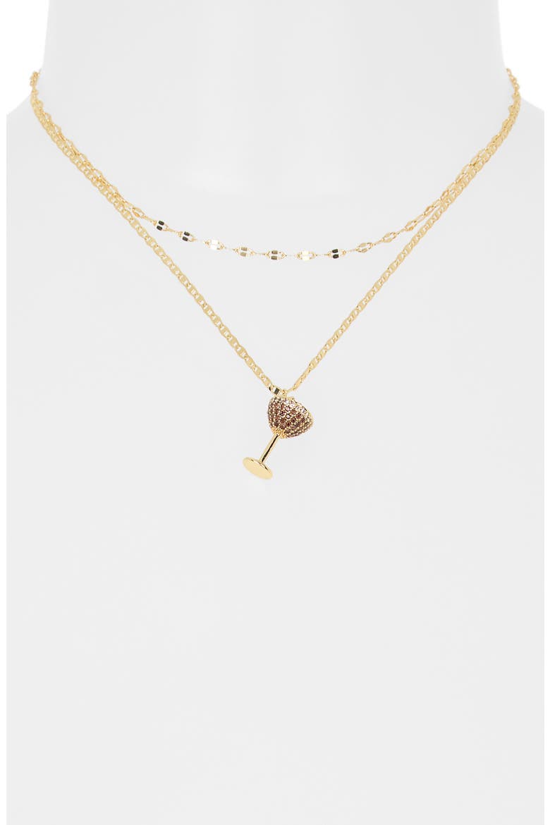 Espresso Martini Pendant Layered Chain Necklace, Alternate, color, BROWN MULTI- GOLD