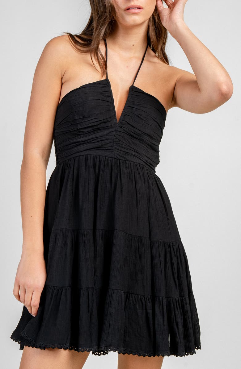 Beivy Notch Front Halter Dress, Alternate, color, Black