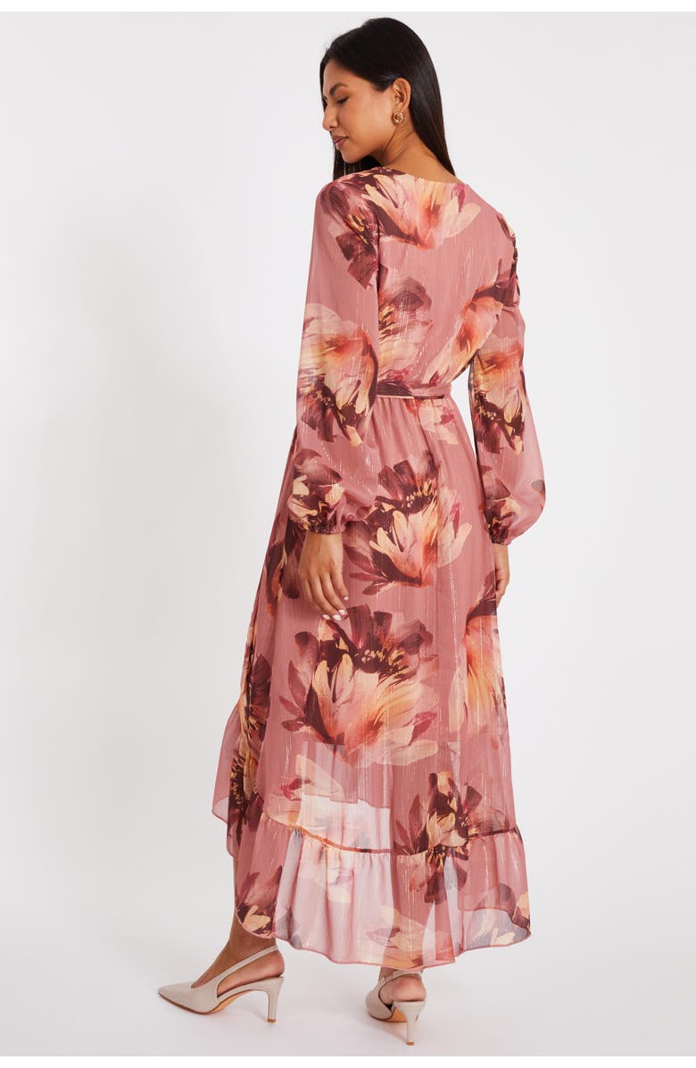 QUIZ Balloon Sleeve Chiffon Tiered Maxi Dress, Alternate, color, Mauve